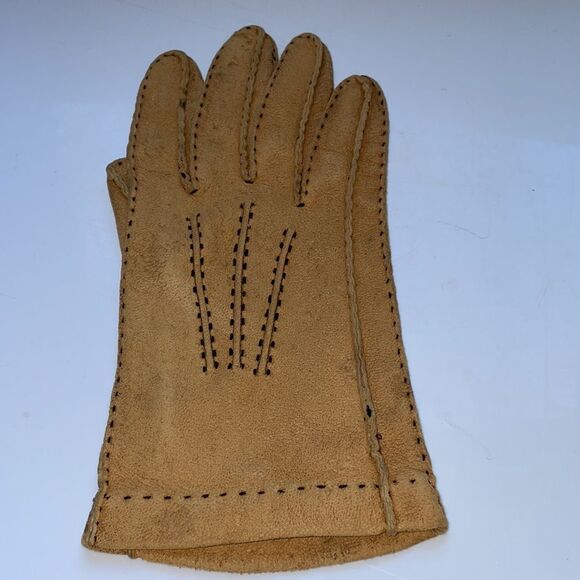 Vintage Hansen tan suede leather gloves - Picture 3 of 7